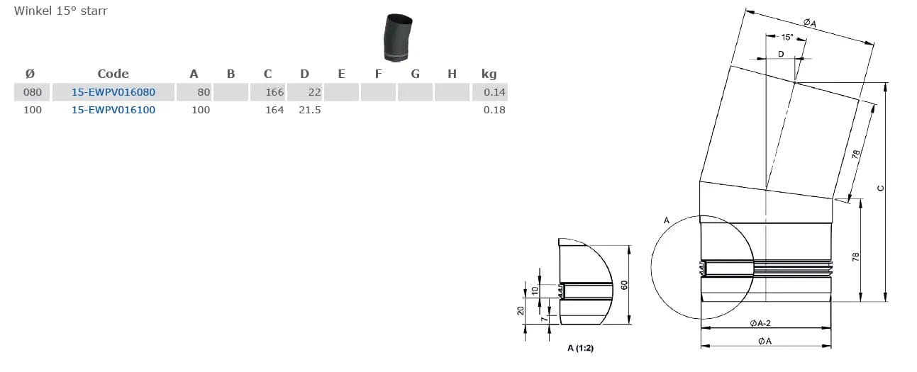 OfenrohrBogen 15° starr, Ø 100mm - Premium Ofenrohr von Jeremias - Kaufen Sie jetzt bei Mein Schornsteinprofi