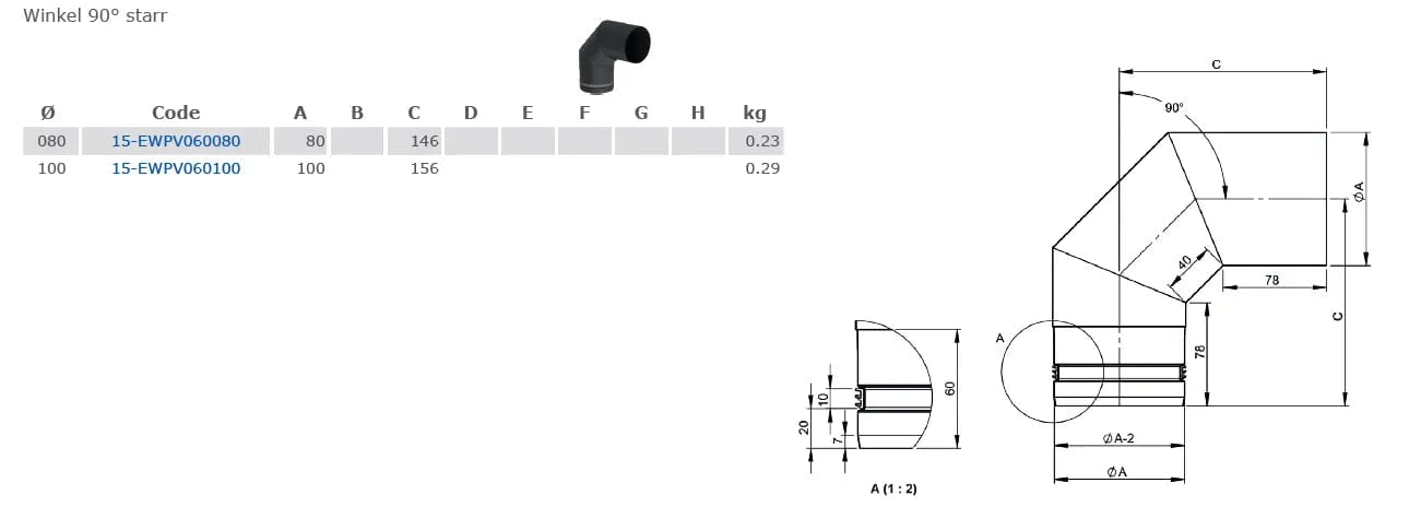 OfenrohrBogen 90° starr, Ø 100mm - Premium Ofenrohr von Jeremias - Kaufen Sie jetzt bei Mein Schornsteinprofi