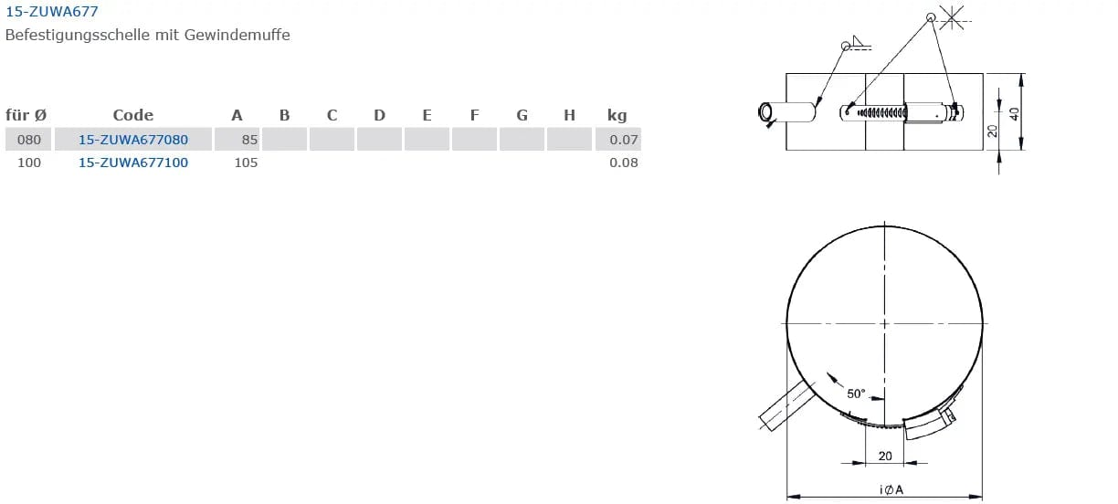 OfenrohrBefestigungsschelle mit Gewindemuffe , Ø 80mm - Premium Ofenrohr von Jeremias - Kaufen Sie jetzt bei Mein Schornsteinprofi