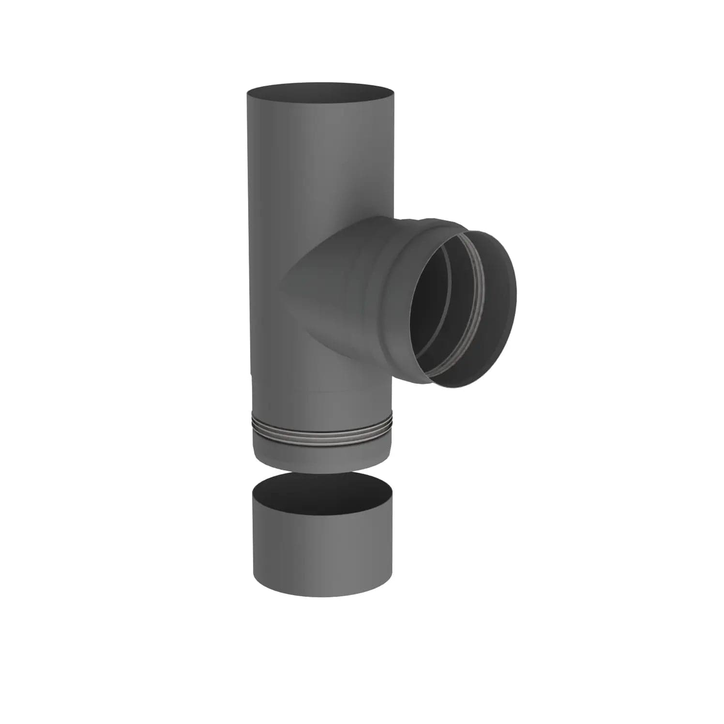 OfenrohrT-Anschluss 90° mit abnehmbarer Kondensatschale, Ø 80mm, Abgang mit Muffe (Geräteanschluss) - Premium Ofenrohr von Jeremias - Kaufen Sie jetzt bei Mein Schornsteinprofi