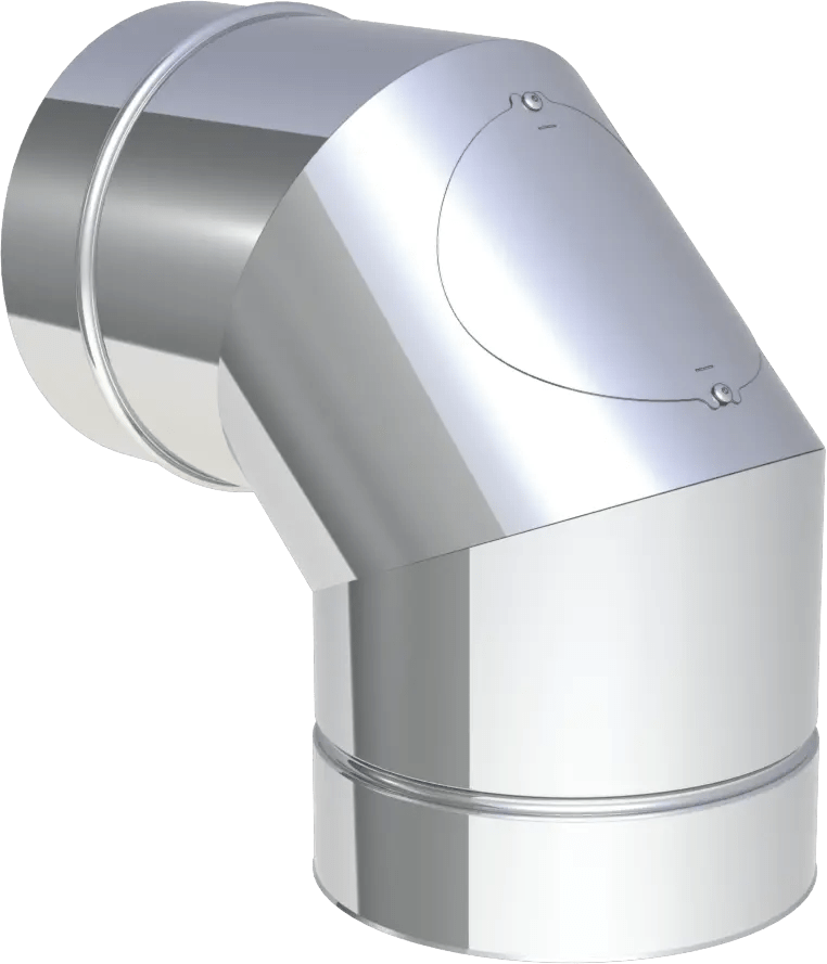 EdelstahlschornsteinBogen 90° mit Revisionsöffnung "Design" für Festbrennstoffe (Innenbereich) bis 600°C/N1 - Premium Edelstahlschornstein von Jeremias - Kaufen Sie jetzt bei Mein Schornsteinprofi