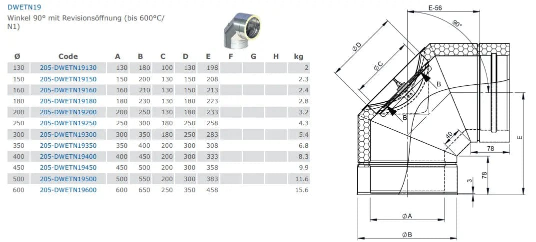 EdelstahlschornsteinWinkel 90° mit Revisionsöffnung - Premium Edelstahlschornstein von Jeremias - Kaufen Sie jetzt bei Mein Schornsteinprofi