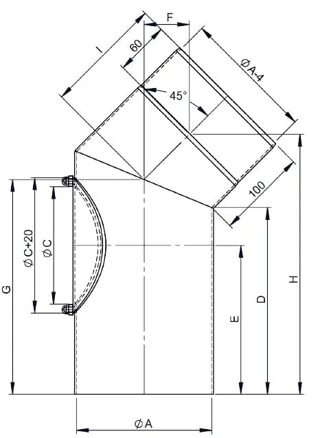 OfenrohrBogen 45°, Ø 120mm mit Tür - Premium Ofenrohr von Jeremias - Kaufen Sie jetzt bei Mein Schornsteinprofi