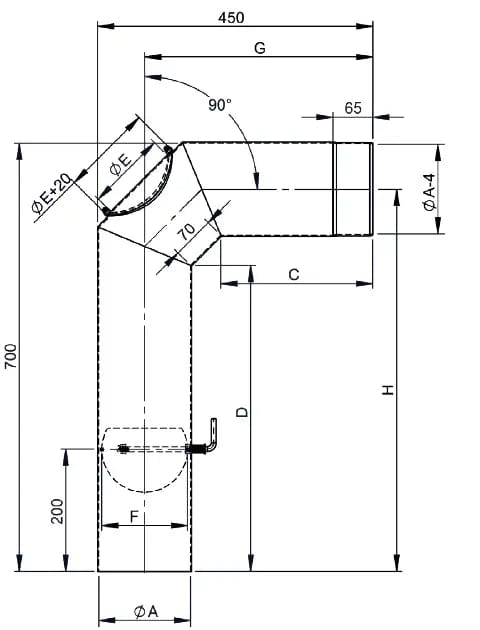 OfenrohrWinkelrohr mit Tür 120mm und Drosselklappe - Premium Ofenrohr von Jeremias - Kaufen Sie jetzt bei Mein Schornsteinprofi