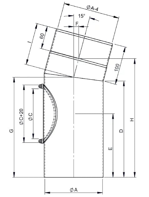 OfenrohrBogen 15°, Ø 150mm mit Tür - Premium Ofenrohr von Jeremias - Kaufen Sie jetzt bei Mein Schornsteinprofi