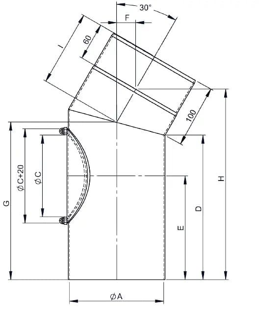 OfenrohrBogen 30°, Ø 200mm mit Tür - Premium Ofenrohr von Jeremias - Kaufen Sie jetzt bei Mein Schornsteinprofi