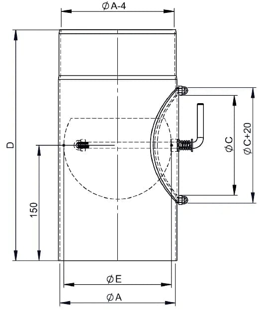 OfenrohrOfenrohr, Kaminrohr 30 cm, Ø 200mm mit Drosselklappe und Tür - Premium Ofenrohr von Jeremias - Kaufen Sie jetzt bei Mein Schornsteinprofi