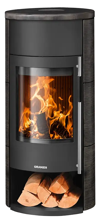 Oranier Polar Neo Aqua wasserführender Kaminofen mit Keramik Namib Lines und strukturierter Oberfläche