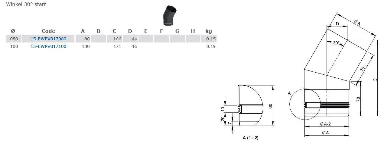 OfenrohrBogen 30° starr, Ø 80mm - Premium Ofenrohr von Jeremias - Kaufen Sie jetzt bei Mein Schornsteinprofi