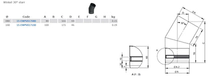 OfenrohrBogen 30° starr, Ø 100mm - Premium Ofenrohr von Jeremias - Kaufen Sie jetzt bei Mein Schornsteinprofi