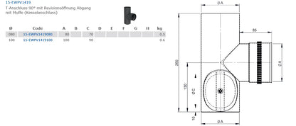 OfenrohrKopie von T-Anschluss 90° mit Revisionsöffnung, Abgang mit Muffe,(Geräteanschluss) Ø 100mm - Premium Ofenrohr von Jeremias - Kaufen Sie jetzt bei Mein Schornsteinprofi