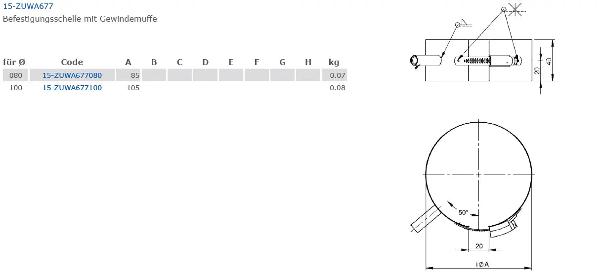 OfenrohrBefestigungsschelle mit Gewindemuffe , Ø 80mm - Premium Ofenrohr von Jeremias - Kaufen Sie jetzt bei Mein Schornsteinprofi