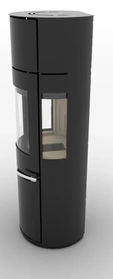 Aduro 9.7 Kaminofen 360° Ansicht von rechts – hoher Speicherofen mit Holzraum
