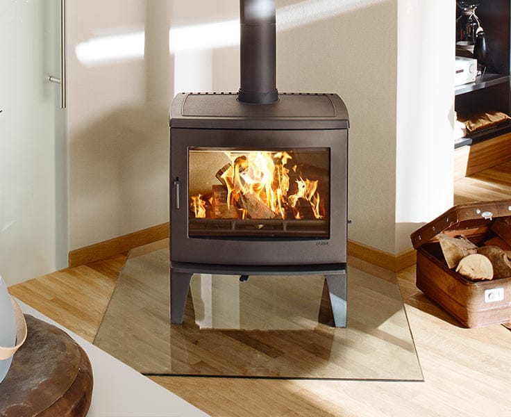Leda Allegra Kaminofen in schwarz – 8 kW Guss-Holzofen mit großer Sichtscheibe und klassischem Design
