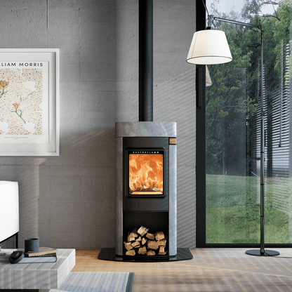 Austroflamm Elisabeth Kaminofen mit Speckstein Verkleidung – 7 kW, 1200 mm hoch, Holzlagerfach