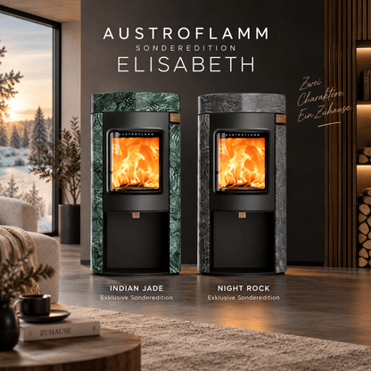 Austroflamm Elisabeth Sonderedition Kaminöfen Indian Jade und Night Rock