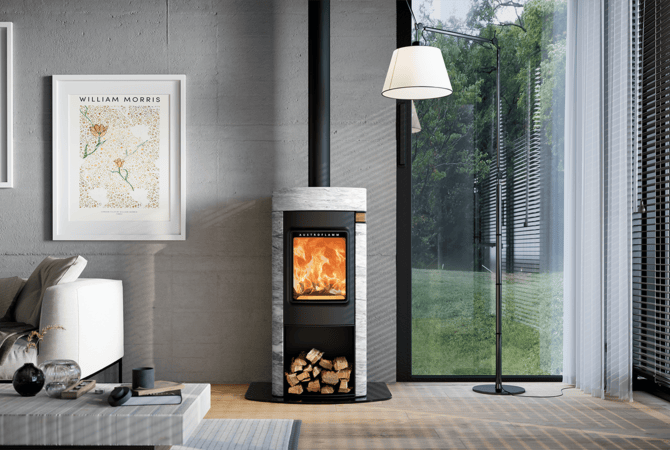Austroflamm Elisabeth in Marble Grey Clouds Naturstein – elegante graue Marmoroptik