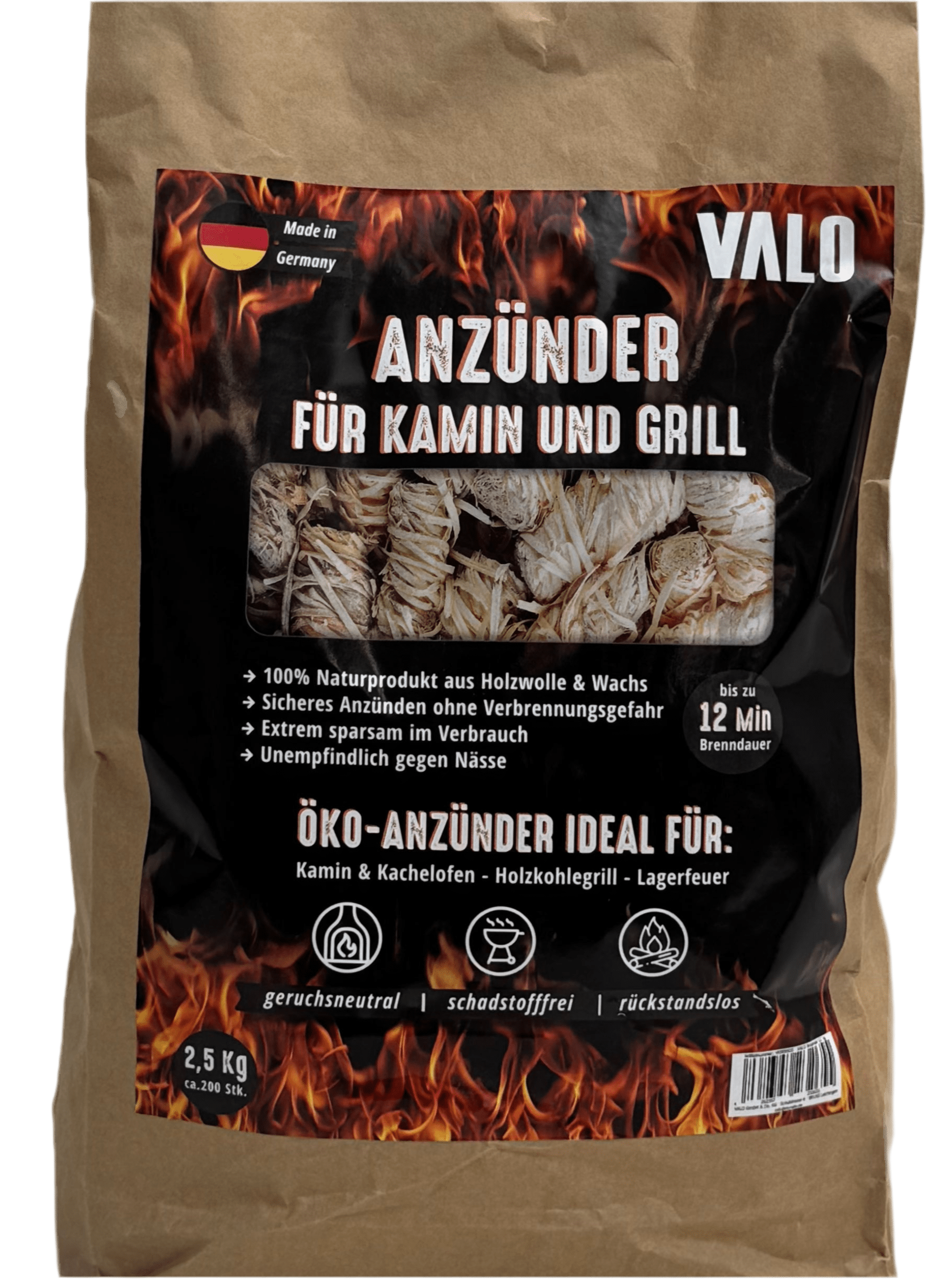 Holzwolle Kaminofenanzünder von Valo beim Schornsteinprofi