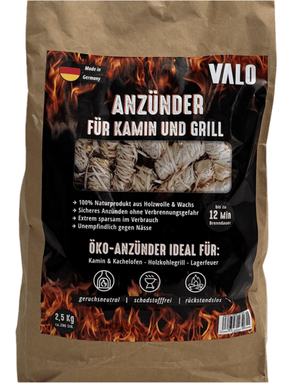 Holzwolle Kaminofenanzünder von Valo beim Schornsteinprofi