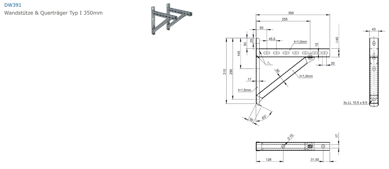 EdelstahlschornsteinWandstütze & Querträger Typ I, 350mm - Premium Edelstahlschornstein von Jeremias - Kaufen Sie jetzt bei Mein Schornsteinprofi