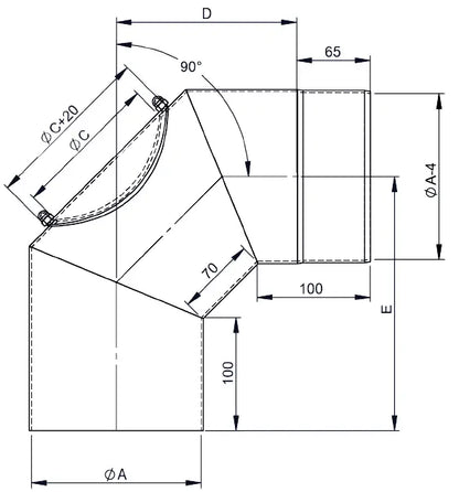 OfenrohrBogen 90°, Ø 120mm mit Tür - Premium Ofenrohr von Jeremias - Kaufen Sie jetzt bei Mein Schornsteinprofi