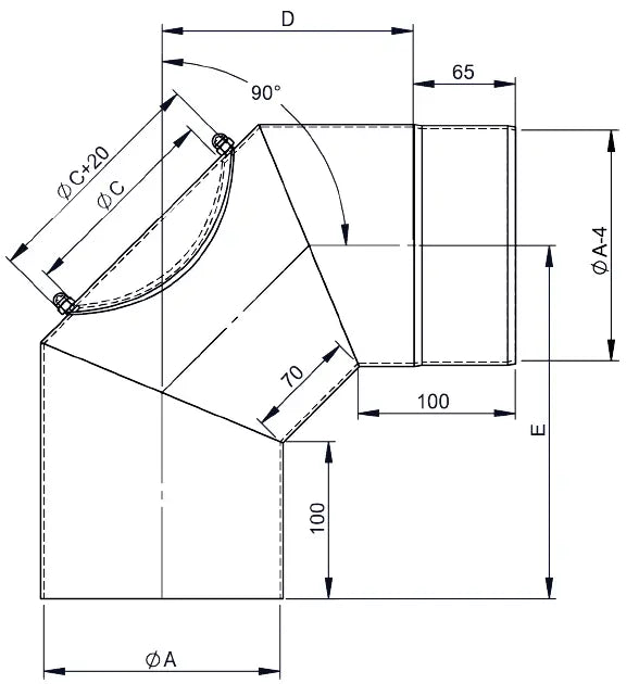 OfenrohrBogen 90°, Ø 160mm mit Tür - Premium Ofenrohr von Jeremias - Kaufen Sie jetzt bei Mein Schornsteinprofi