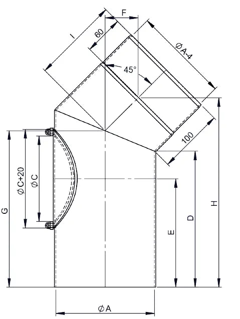 OfenrohrBogen 45°, Ø 200mm mit Tür - Premium Ofenrohr von Jeremias - Kaufen Sie jetzt bei Mein Schornsteinprofi