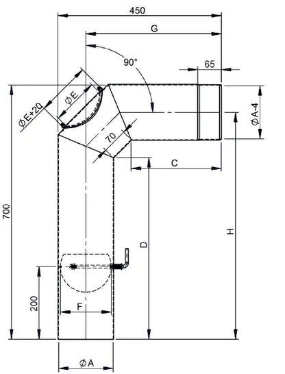 OfenrohrWinkelrohr mit Tür 150mm und Drosselklappe - Premium Ofenrohr von Jeremias - Kaufen Sie jetzt bei Mein Schornsteinprofi