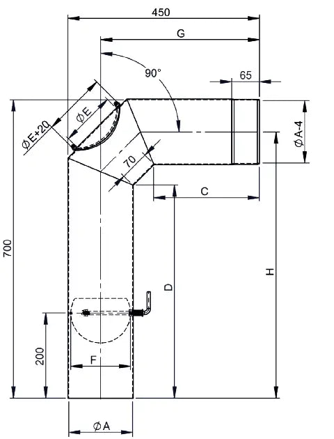 OfenrohrWinkelrohr mit Tür 160mm und Drosselklappe - Premium Ofenrohr von Jeremias - Kaufen Sie jetzt bei Mein Schornsteinprofi