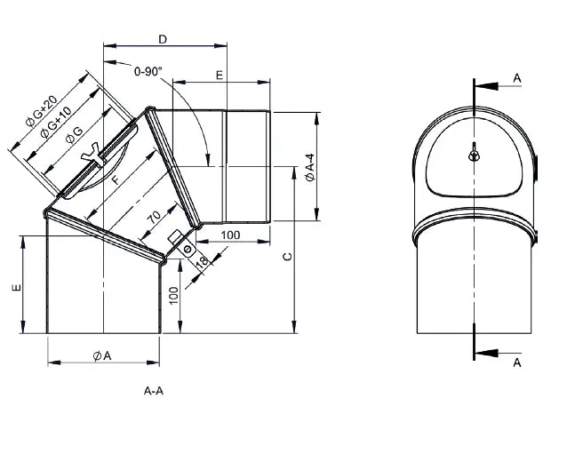 OfenrohrBogen drehbar 0-90°, Ø 200mm, 3-teilig mit Tür "Basic" - Premium Ofenrohr von Jeremias - Kaufen Sie jetzt bei Mein Schornsteinprofi