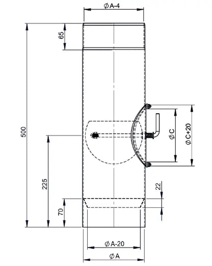 OfenrohrOfenrohr, Kaminrohr 50 cm, Ø 150mm mit Drosselklappe und Tür - Premium Ofenrohr von Jeremias - Kaufen Sie jetzt bei Mein Schornsteinprofi