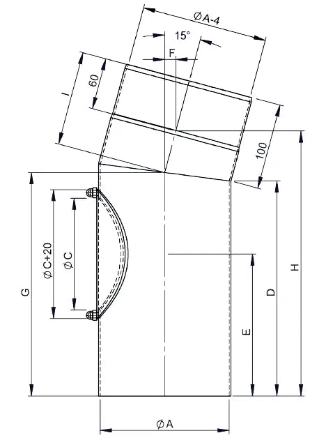 OfenrohrBogen 15°, Ø 200mm mit Tür - Premium Ofenrohr von Jeremias - Kaufen Sie jetzt bei Mein Schornsteinprofi