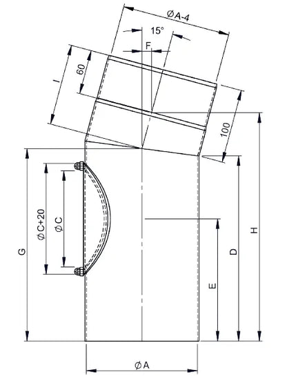 OfenrohrBogen 15°, Ø 160mm mit Tür - Premium Ofenrohr von Jeremias - Kaufen Sie jetzt bei Mein Schornsteinprofi