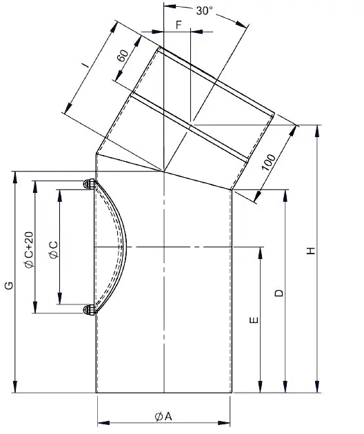 OfenrohrBogen 30°, Ø 120mm mit Tür - Premium Ofenrohr von Jeremias - Kaufen Sie jetzt bei Mein Schornsteinprofi