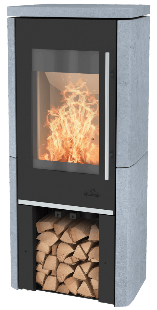 Flambiente Kaminofen Amaris  schwarz mit Specksteinverkleidung