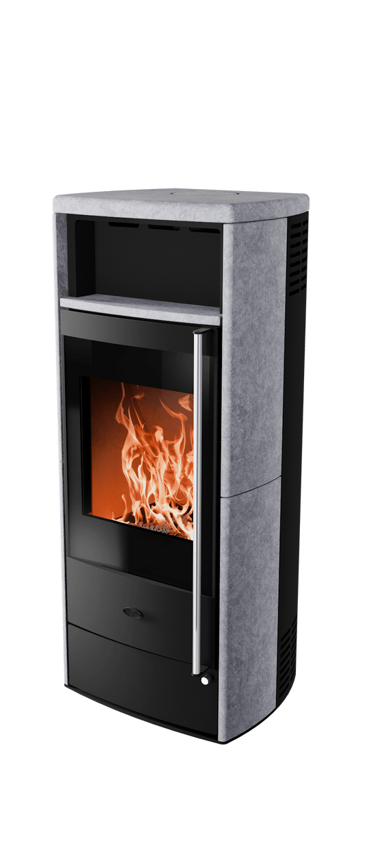 Flambiente Kaminofen Trobe RLU schwarz mit Specksteinverkleidung