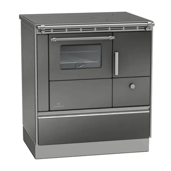 Lohberger Rega 75 Küchenherd mit Backofen, Stahlherdplatte und 6 kW Heizleistung für Kochen und Heizen mit Holz