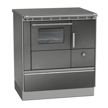 Lohberger Rega 75 Küchenherd mit Backofen, Stahlherdplatte und 6 kW Heizleistung für Kochen und Heizen mit Holz