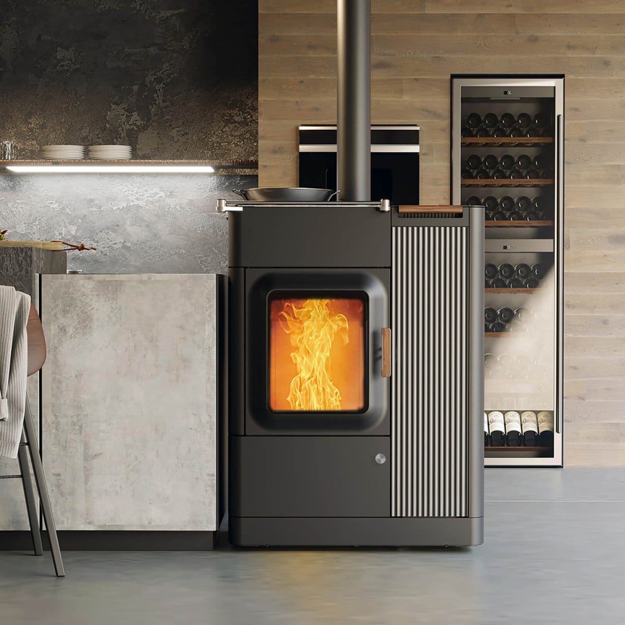 🔥 Austroflamm Mo Duo Cook Kombiofen mit Keramik dark anthracite