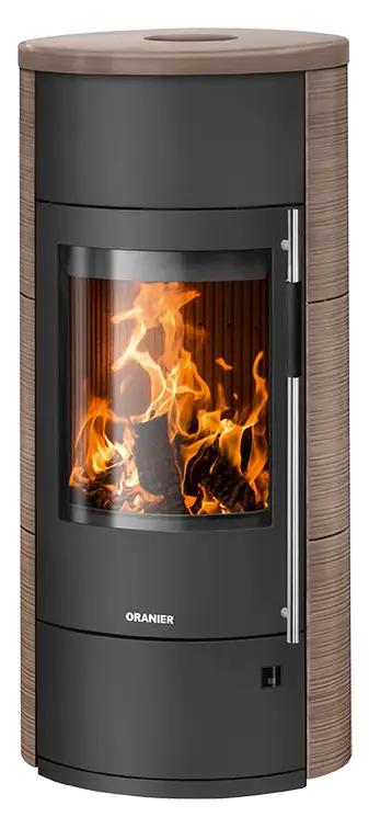 Oranier Polar Neo Aqua Kaminofen wasserführend mit Keramik Grappa Lines und modernem Ofendesign