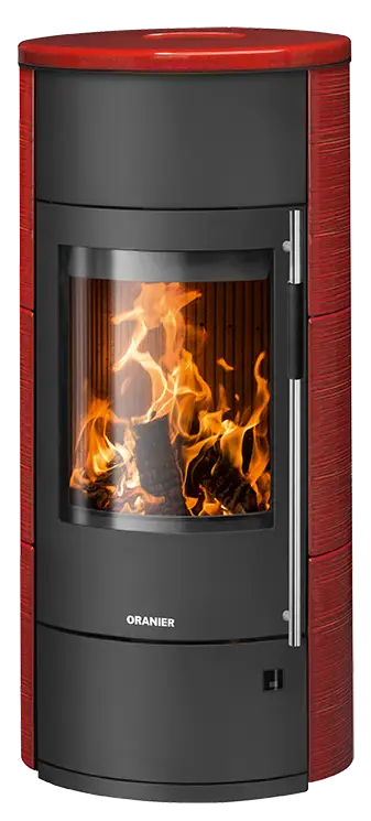 Oranier Polar Neo Aqua Kaminofen wassergeführt mit Keramik Pannacotta Lines und warmer Farboptik
