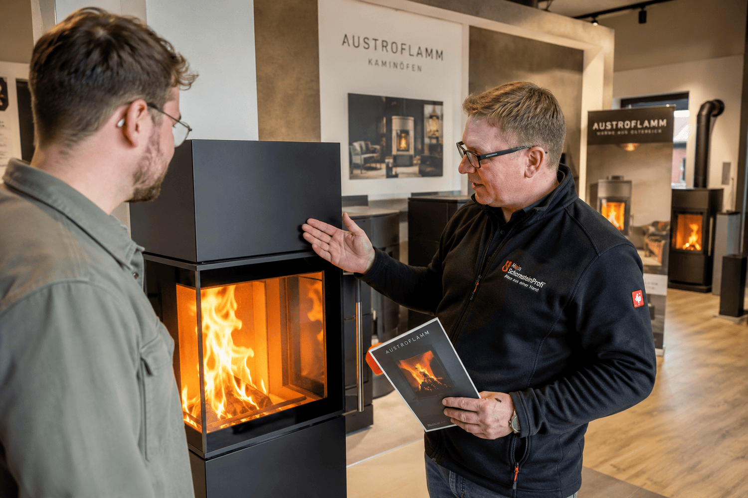 Persönliche Beratung zu Kaminöfen in der Ausstellung von Mein Schornsteinprofi in Ronneburg