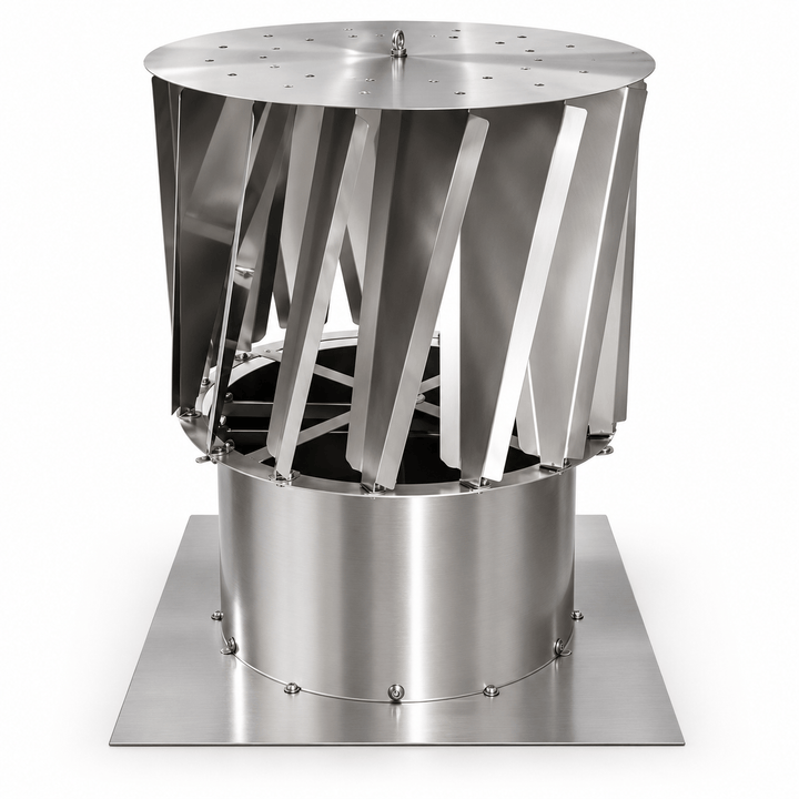 Rotovent RS5 Swing A-Plus Zyklon Schornsteinaufsatz aus Edelstahl mit Montageplatte