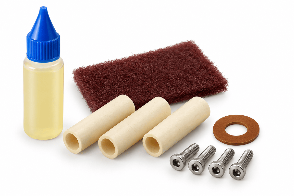 Rotovent Wartungsset universal mit Dämpfungsschläuchen, Schrauben, Vlies, Anlaufscheibe und Wartungsöl