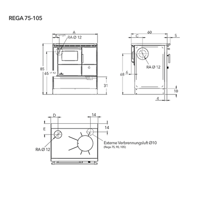 Lohberger Rega 75 Küchenherd | 6 kW Holzherd mit Backofen