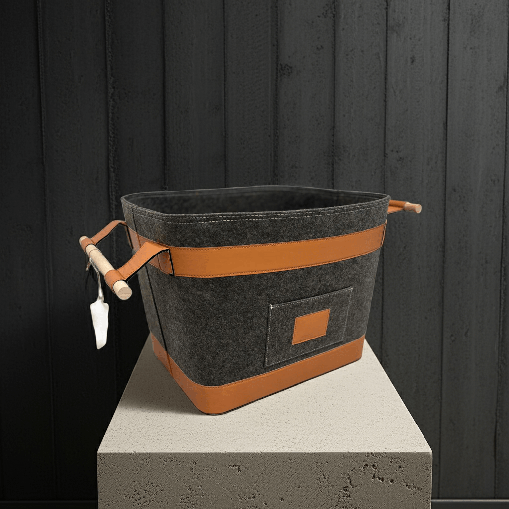 🧺Holzkorb | Filzkorb RUNA | Grau