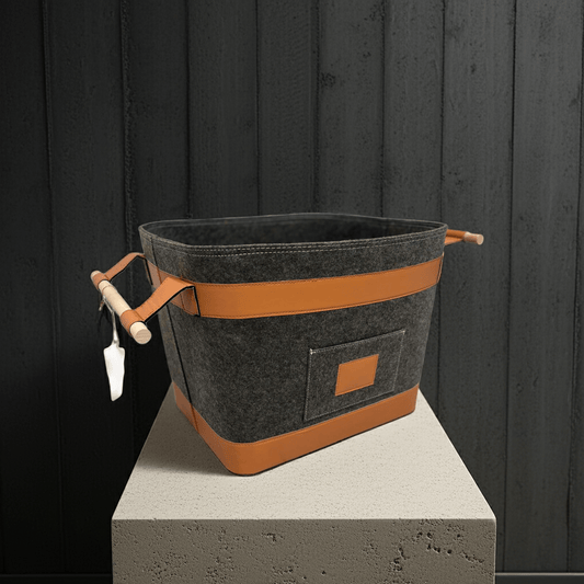 🧺Holzkorb | Filzkorb RUNA | Grau