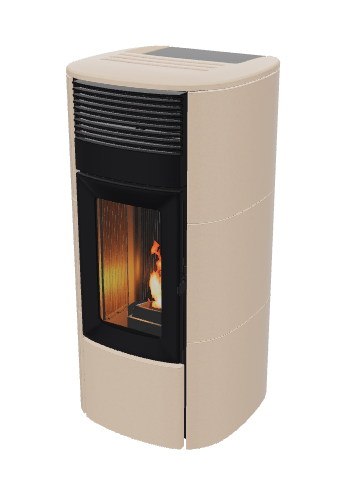 MCZ Club Comfort Air R 12 kW Pelletofen Keramik sandfarben mit Kanalisierungsanschlüssen